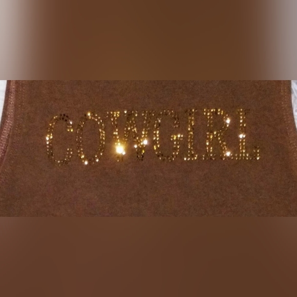 Women's Gold Bling Cowgirl Y2K  Cropped Tank w/ pull & tie Sides By Motel Size L - Picture 2 of 3